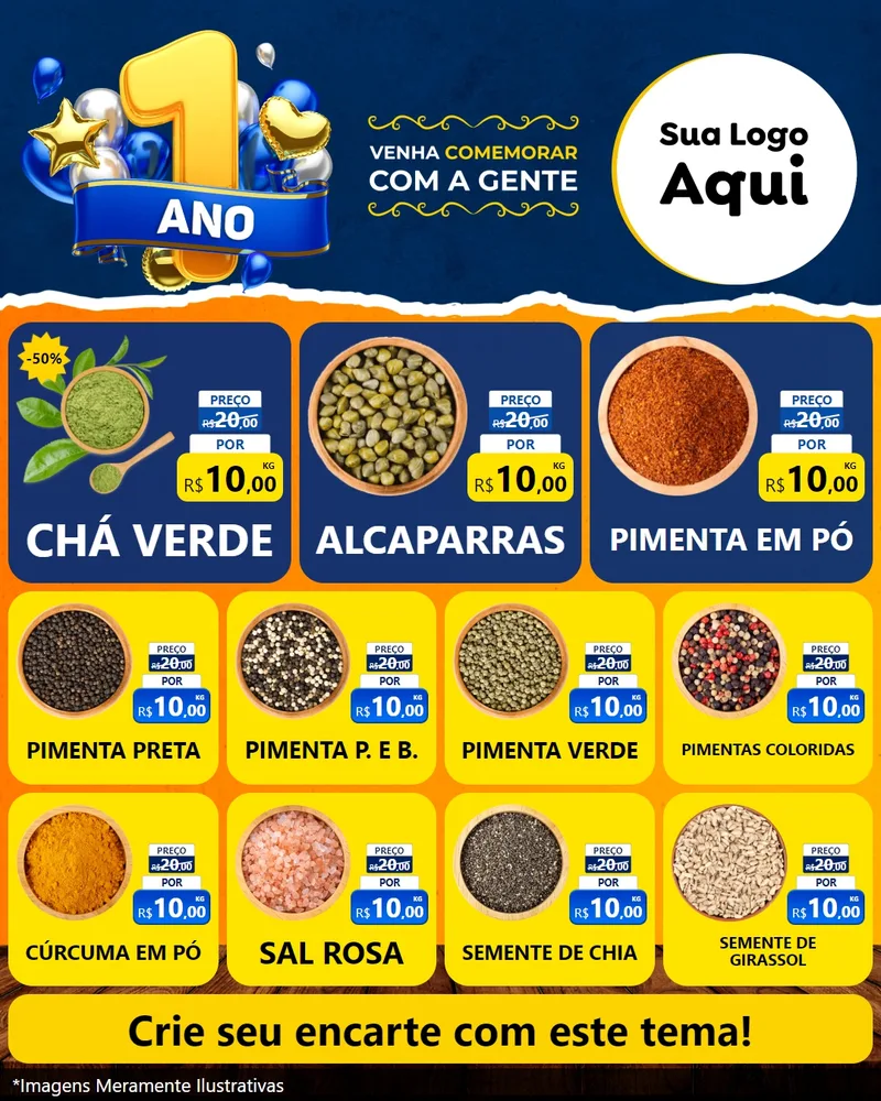 Modelo de Rede Social para Feed Instagram com o tema Um Ano de Aniversário para Produtos Naturais