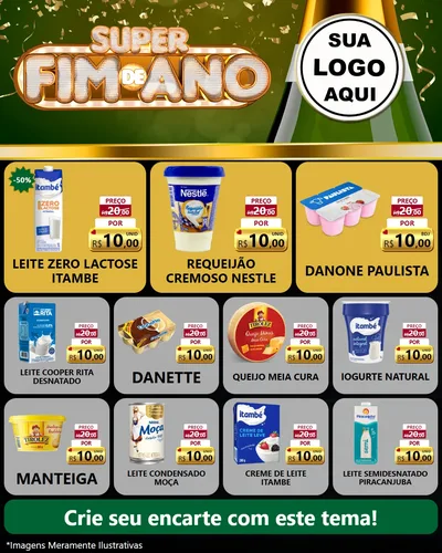 Modelo de Rede Social para Feed Instagram com o tema Super Fim de Ano para Frios e Laticínios