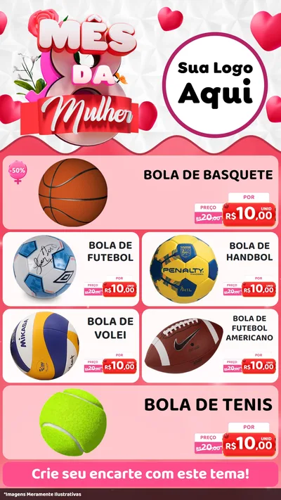Modelo de TV para TV Vertical com o tema Mês da Mulher para Artigos Esportivos