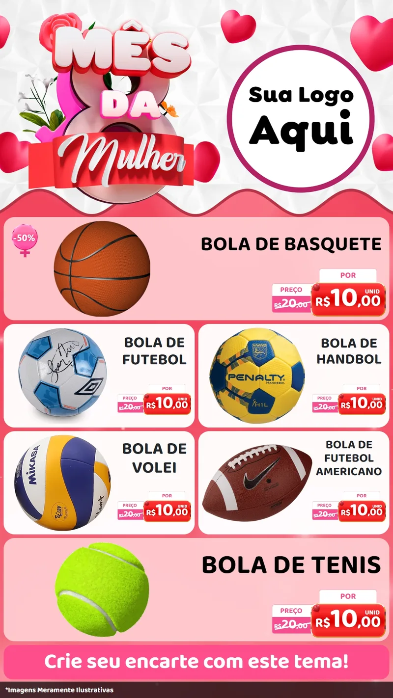 Modelo de TV para TV Vertical com o tema Mês da Mulher para Artigos Esportivos