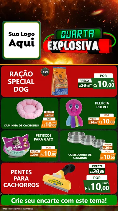 Modelo de TV para TV Vertical com o tema Quarta Explosiva para Pet Shop