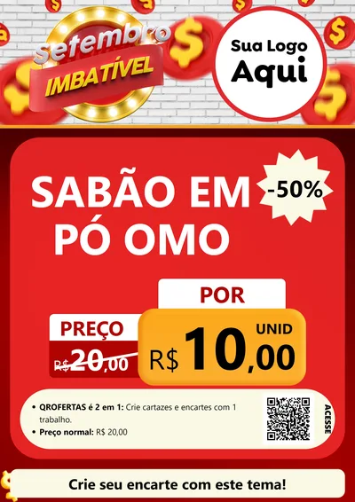 Modelo de Cartaz para Cartaz A4 Vertical com o tema Setembro Imbatível para Produtos de Limpeza