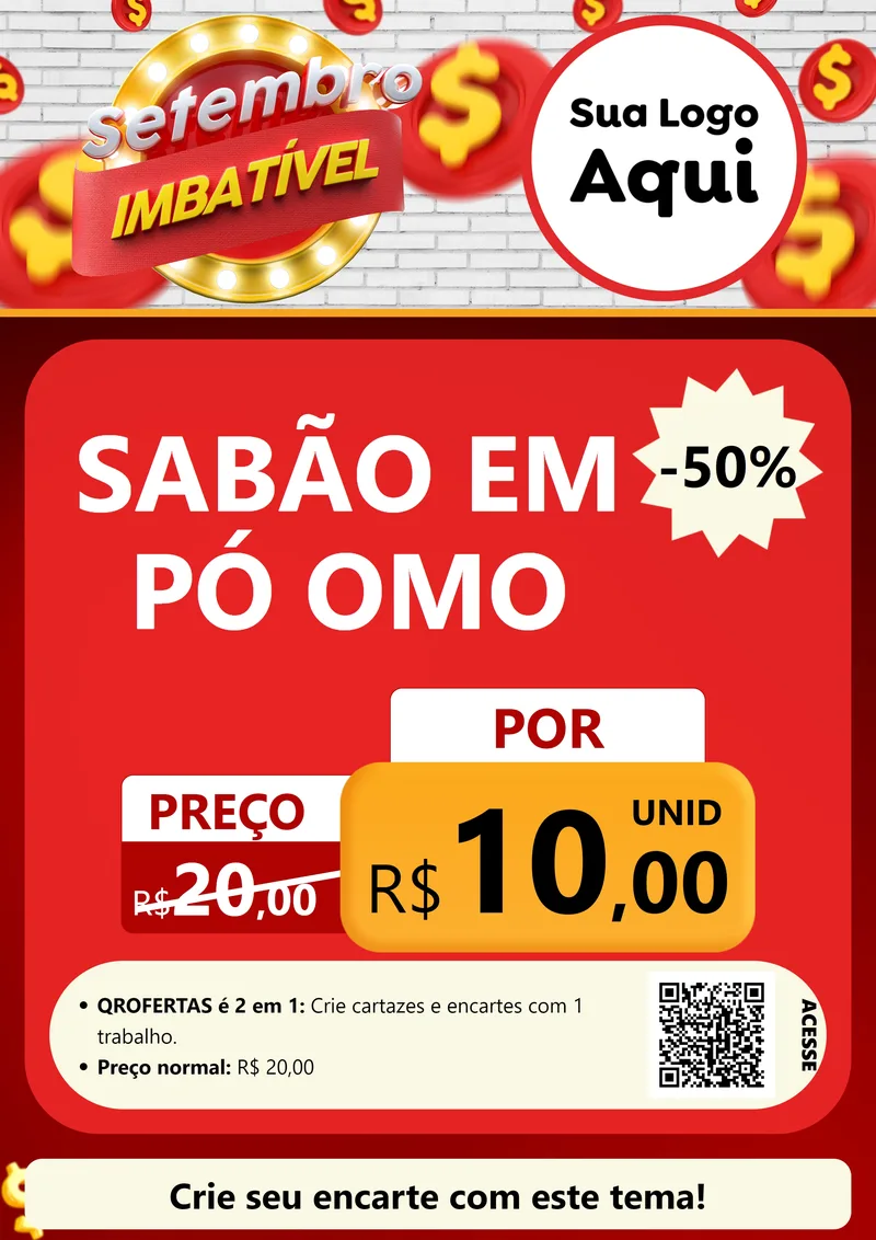 Modelo de Cartaz para Cartaz A4 Vertical com o tema Setembro Imbatível para Produtos de Limpeza