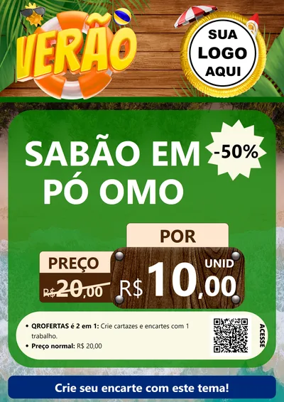 Modelo de Cartaz para Cartaz A4 Vertical com o tema Verão para Produtos de Limpeza