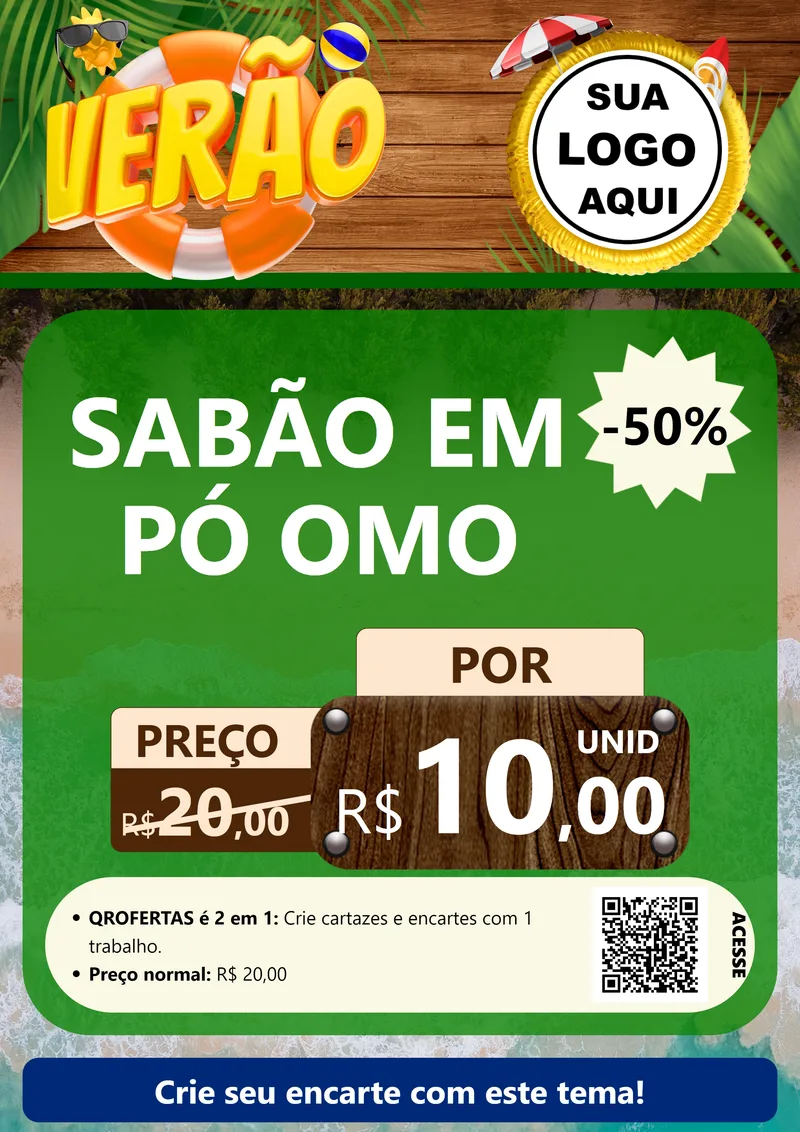 Modelo de Cartaz para Cartaz A4 Vertical com o tema Verão para Produtos de Limpeza