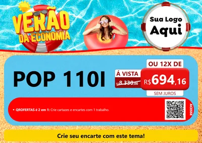 Modelo de Cartaz para Cartaz A4 Horizontal com o tema Verão da Economia para Concessionaria de Motos