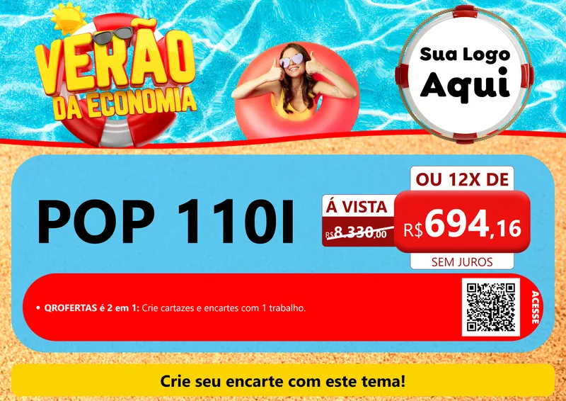 Modelo de Cartaz para Cartaz A4 Horizontal com o tema Verão da Economia para Concessionaria de Motos
