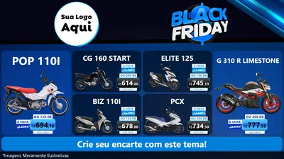 Modelo de TV para TV Horizontal com o tema Black Friday para Concessionaria de Motos