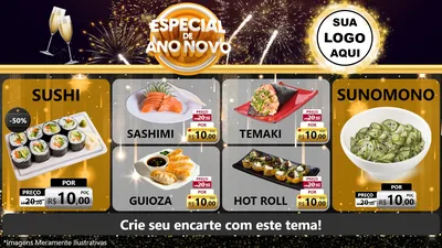 Modelo de TV para TV Horizontal com o tema Especial de Ano Novo para Comida japonesa