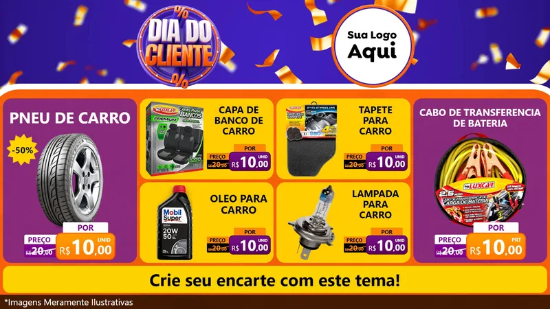 Modelo de TV para TV Horizontal com o tema Dia do Cliente para Auto peças