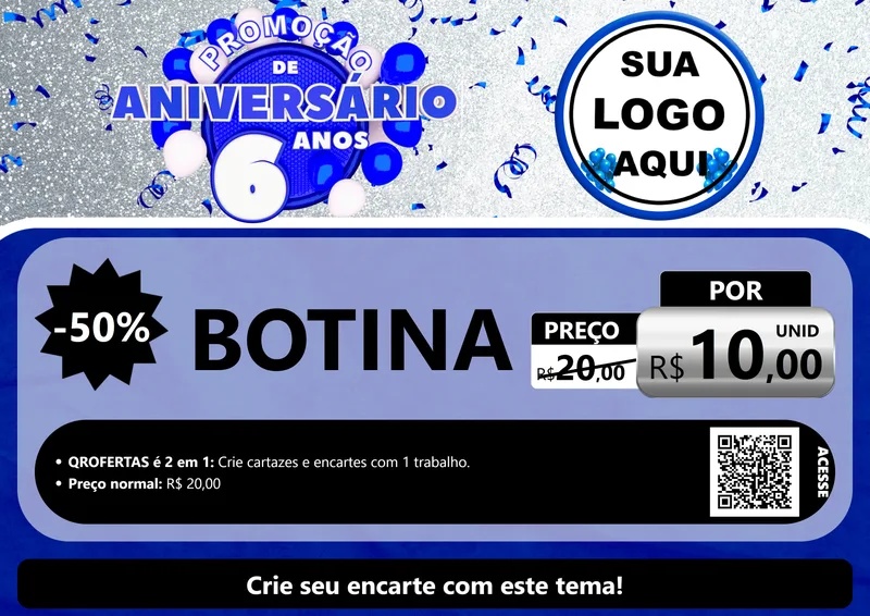 Modelo de Cartaz para Cartaz A4 Horizontal com o tema Promoção de Aniversário - 6 Anos para Agropecuária