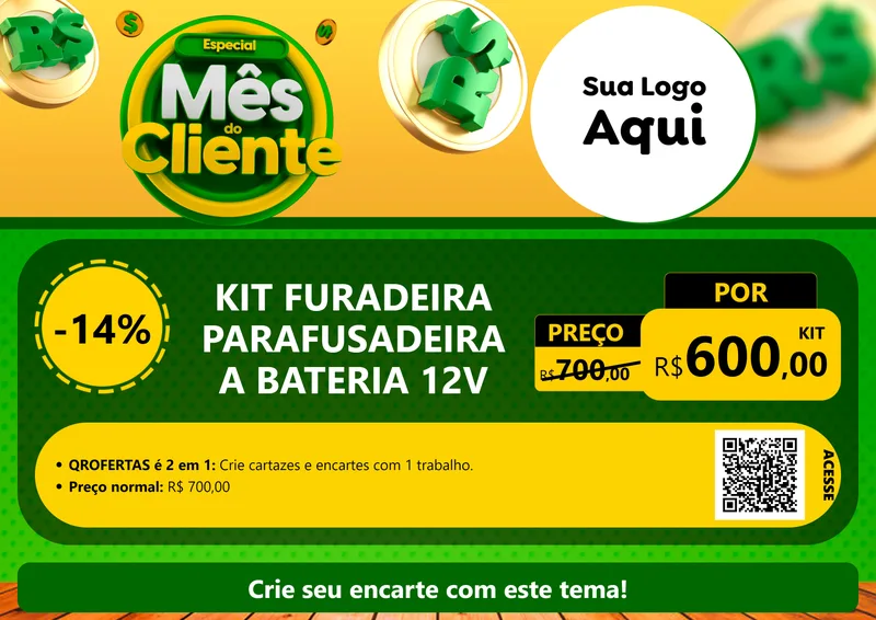 Modelo de Cartaz para Cartaz A4 Horizontal com o tema Especial Mês do Cliente para Maquinas e Ferramentas