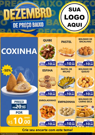 Modelo de Encarte para Encarte A4 Vertical com o tema Dezembro de Preço Baixo para Salgadaria