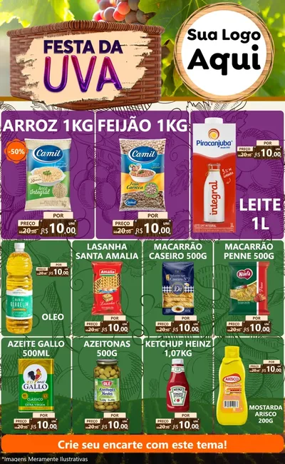 Modelo de Encarte para Encarte Grande com o tema Festa da Uva para Supermercado