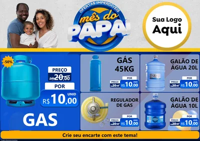 Modelo de Encarte para Encarte A4 Horizontal com o tema Ofertas Imperdíveis Mês Do Papai para Água e gás