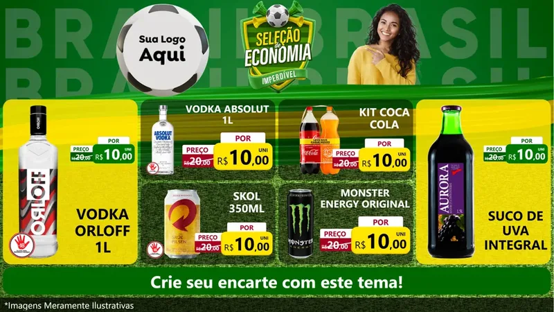 Modelo de TV para TV Horizontal com o tema Seleção de Economia - Copa para Distribuidora de bebidas