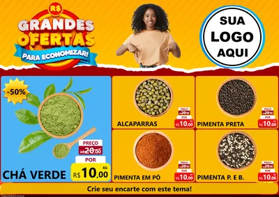 Modelo de Encarte para Encarte A4 Horizontal com o tema Grandes Ofertas Para Economizar! para Produtos Naturais
