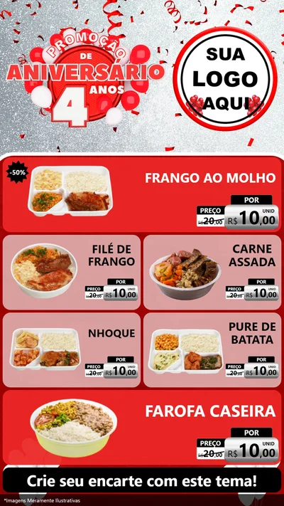 Modelo de TV para TV Vertical com o tema Promoção de Aniversário - 4 Anos para Restaurante
