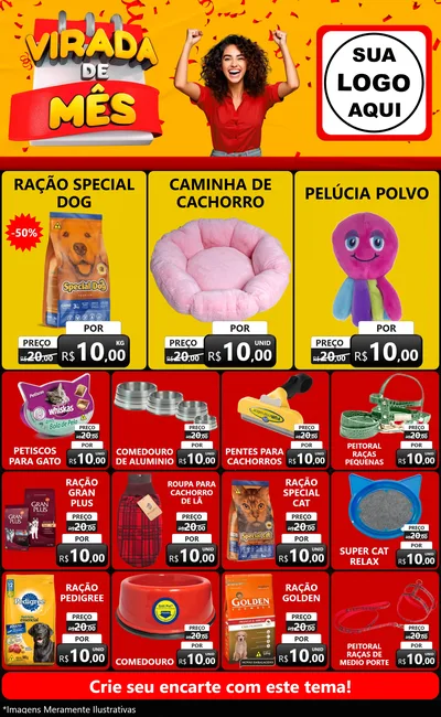 Modelo de Encarte para Encarte Grande com o tema Virada de Mês para Pet Shop