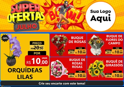 Modelo de Encarte para Encarte A4 Horizontal com o tema Super Ofertas Julho para Floricultura e jardim