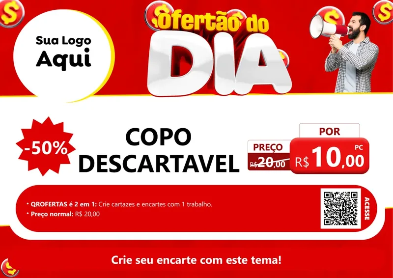 Modelo de Cartaz para Cartaz A4 Horizontal com o tema Ofertão do dia para Embalagens