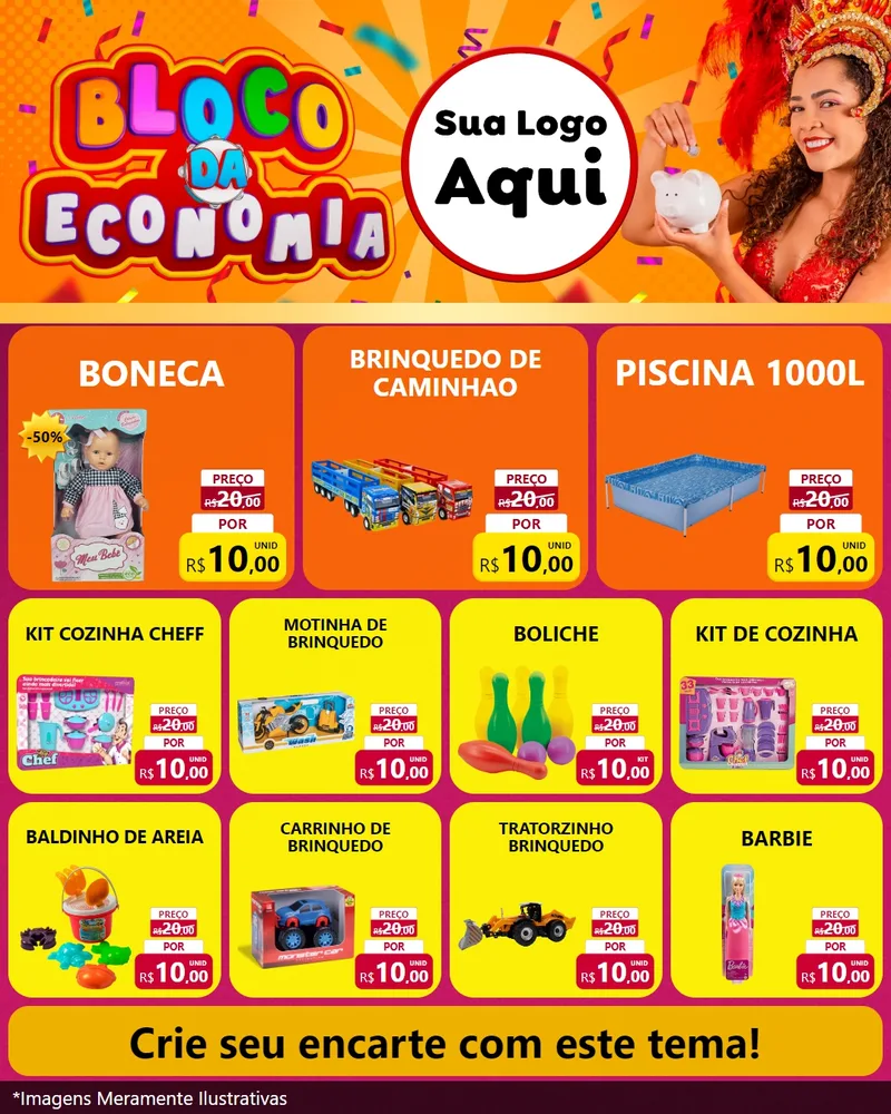 Modelo de Rede Social para Feed Instagram com o tema Bloco da Economia para Brinquedos