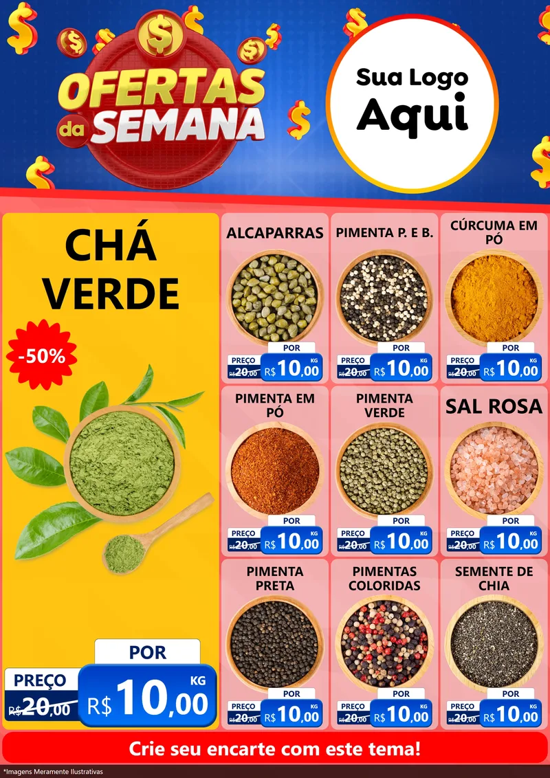 Modelo de Encarte para Encarte A4 Vertical com o tema Ofertas Da Semana para Produtos Naturais