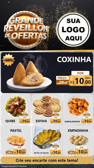 Modelo de Rede Social para Stories com o tema Grande Réveillon de Ofertas para Salgadaria