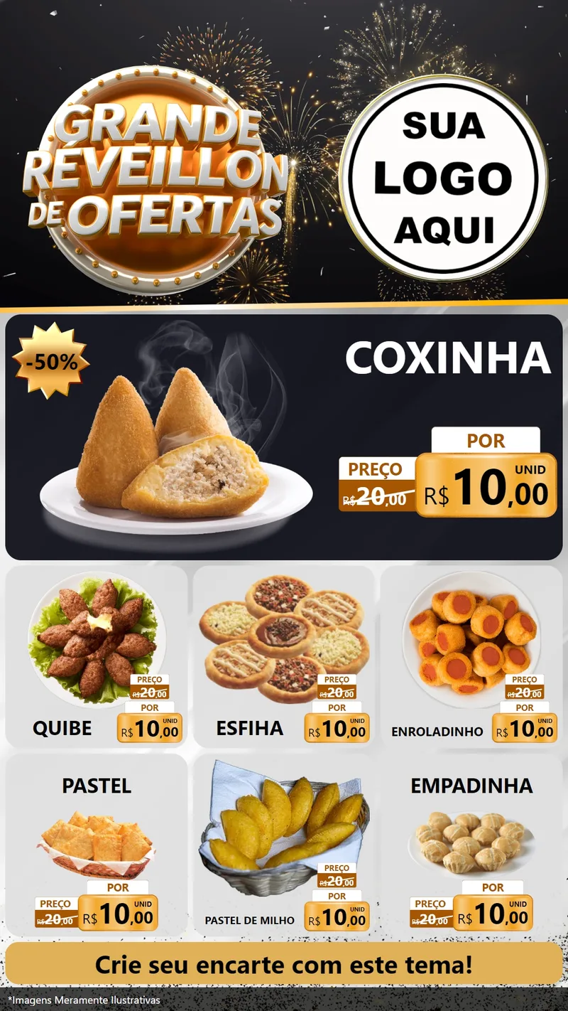 Modelo de Rede Social para Stories com o tema Grande Réveillon de Ofertas para Salgadaria