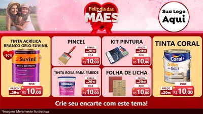 Modelo de TV para TV Horizontal com o tema Feliz Dia Das Mães para Tintas e Ferramentas