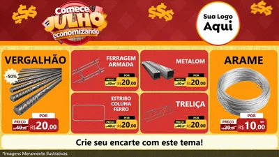 Modelo de TV para TV Horizontal com o tema Comece Julho Economizando para Ferragens