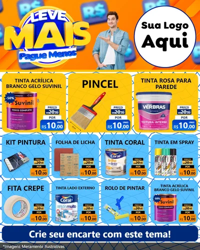 Modelo de Rede Social para Feed Instagram com o tema Leve Mais, Pague Menos para Tintas e Ferramentas