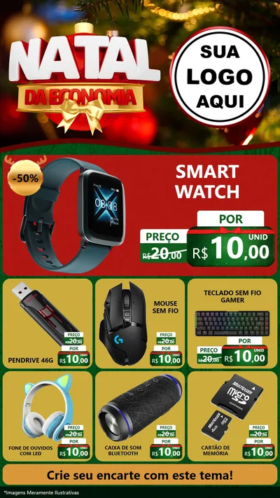 Modelo de Rede Social para Stories com o tema Natal da Economia para Informática