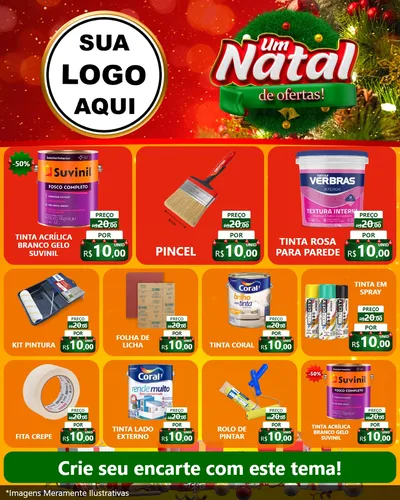 Modelo de Rede Social para Feed Instagram com o tema Um Natal de Ofertas para Tintas e Ferramentas