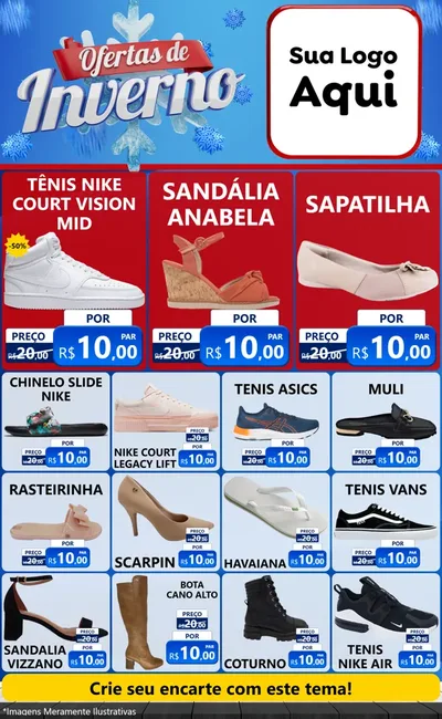 Modelo de Encarte para Encarte Grande com o tema Ofertas de Inverno para Calçados