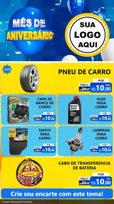 Modelo de TV para TV Vertical com o tema Mês de Aniversário para Auto peças