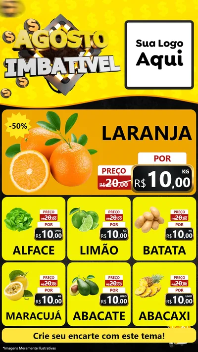 Modelo de Rede Social para Stories com o tema Agosto Imbatível para Hortifrúti