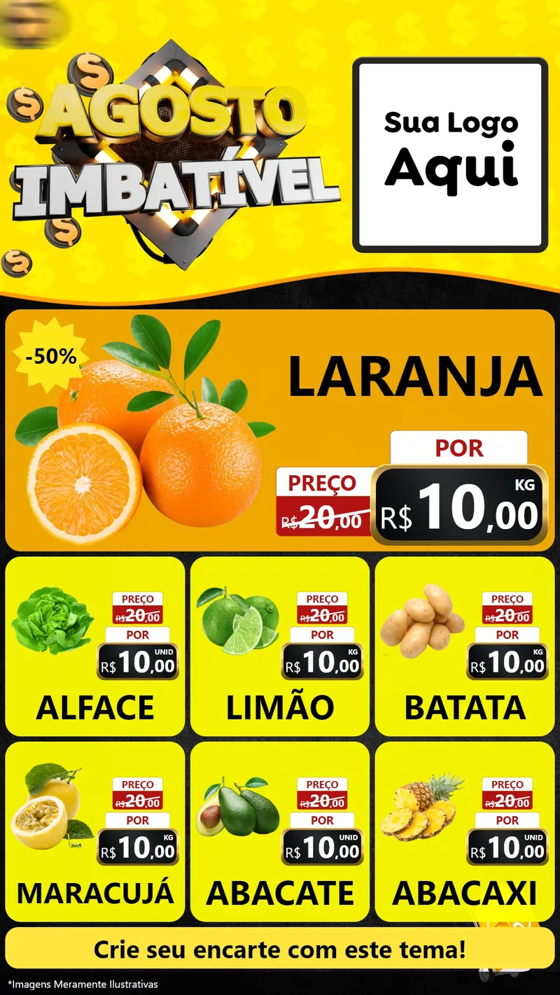 Modelo de Rede Social para Stories com o tema Agosto Imbatível para Hortifrúti