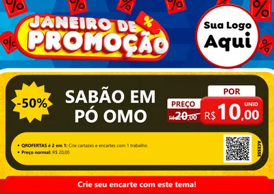 Modelo de Cartaz para Cartaz A4 Horizontal com o tema Janeiro de Promoção para Produtos de Limpeza