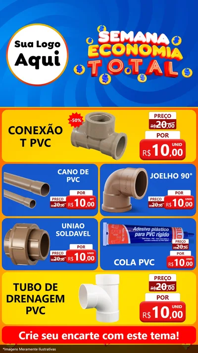 Modelo de TV para TV Vertical com o tema Semana Economia Total para Tubos e conexões