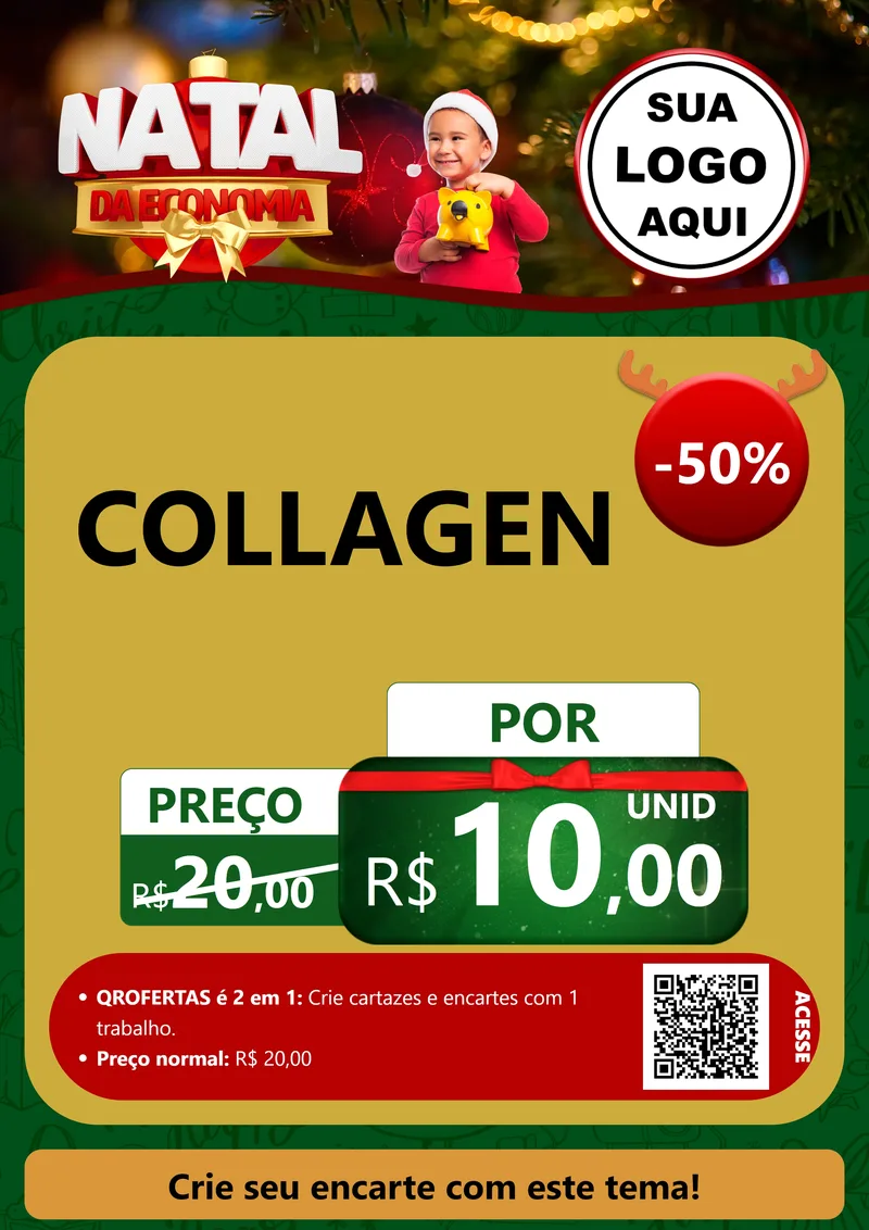 Modelo de Cartaz para Cartaz A4 Vertical com o tema Natal da Economia para Suplementos alimentares