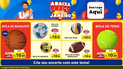 Modelo de TV para TV Horizontal com o tema Abaixa Preço em Janeiro para Artigos Esportivos