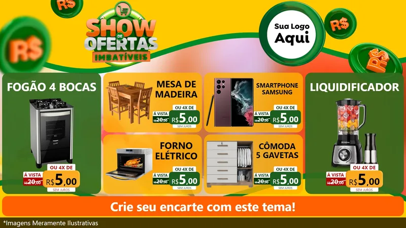 Modelo de TV para TV Horizontal com o tema Show de Ofertas Imbatíveis para Móveis e Eletro