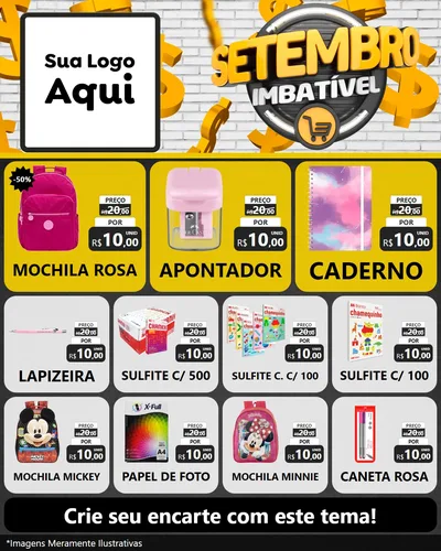 Modelo de Rede Social para Feed Instagram com o tema Setembro Imbatível para Papelaria