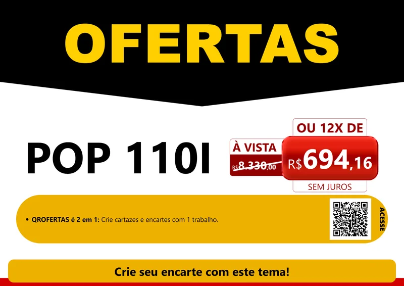 Modelo de Cartaz para Cartaz A4 Horizontal com o tema Ofertas Preto e Vermelho Cartaz para Concessionaria de Motos