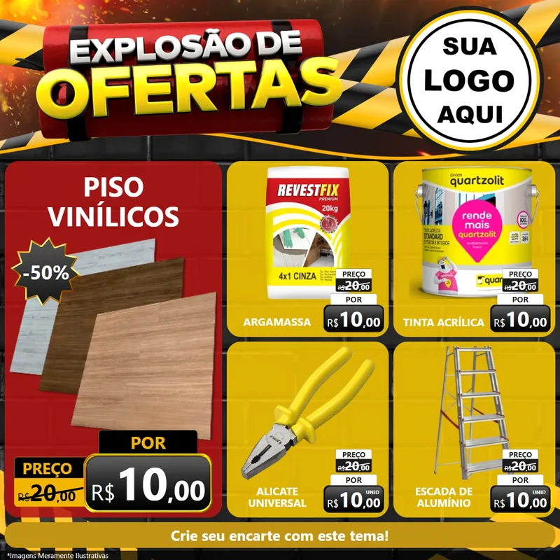 Modelo de Rede Social para Feed Facebook com o tema Explosão de Ofertas para Material para Construção