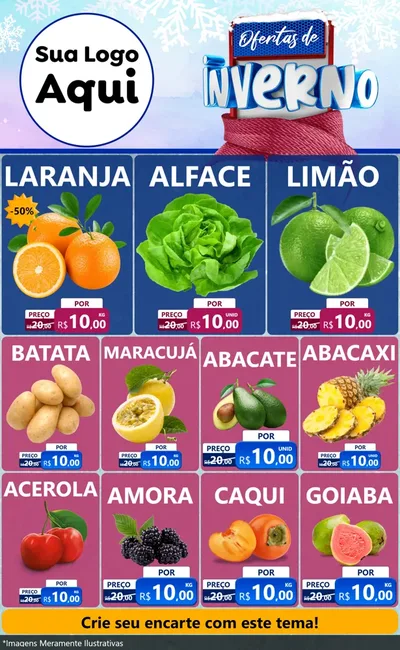 Modelo de Encarte para Encarte Grande com o tema Ofertas de Inverno para Hortifrúti