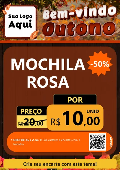 Modelo de Cartaz para Cartaz A4 Vertical com o tema Bem-vindo Outono para Papelaria
