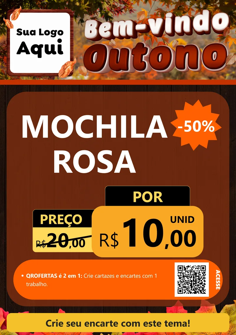 Modelo de Cartaz para Cartaz A4 Vertical com o tema Bem-vindo Outono para Papelaria
