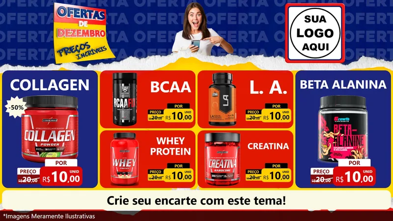 Modelo de TV para TV Horizontal com o tema Ofertas de Dezembro - Preços Incríveis para Suplementos alimentares